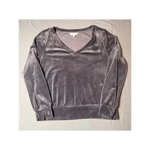 SOMA WKND Top Women's Small‎ Gray Velour V-Neck Long Sleeve Lounge Shirt